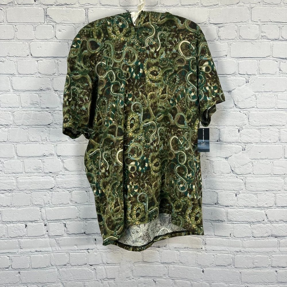 INC Men's Short Sleeve Snake Graphic 100 % Cotton Hooded Tee Shirt, Green